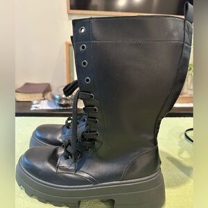 ⭐️NEW ASOS Design Calf Boots Sz 11 Eu 42  ITALY Super Chunky Witchy Goth Zip Up